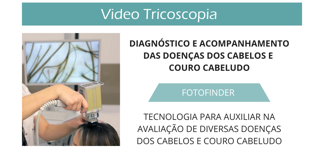 Imagem institucional sobre videotriscopia e avaliação do couro cabeludo
